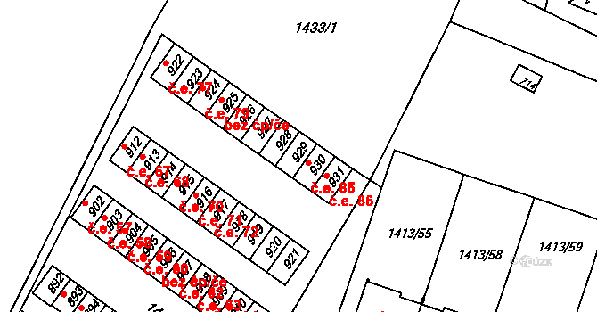 Brtnice 84 na parcele st. 929 v KÚ Brtnice, Katastrální mapa
