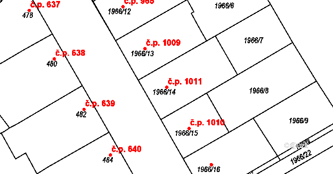 Mistřín 1011, Svatobořice-Mistřín na parcele st. 1966/14 v KÚ Mistřín, Katastrální mapa