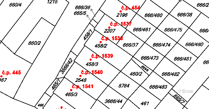 Veselí nad Moravou 1538 na parcele st. 458/2 v KÚ Veselí-Předměstí, Katastrální mapa