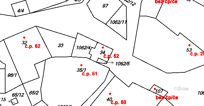 Soběnice 52, Liběšice na parcele st. 34 v KÚ Soběnice, Katastrální mapa