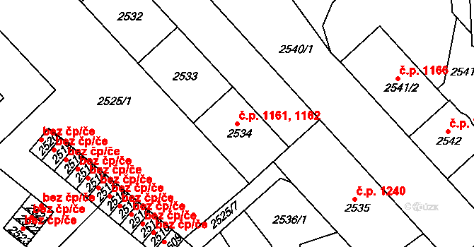 Střekov 1161,1162, Ústí nad Labem na parcele st. 2534 v KÚ Střekov, Katastrální mapa