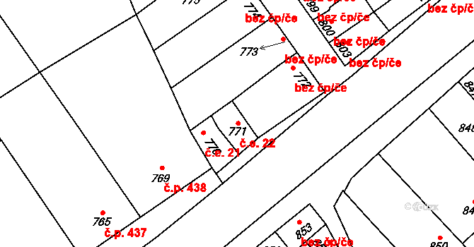 Mikulčice 22 na parcele st. 771 v KÚ Mikulčice, Katastrální mapa