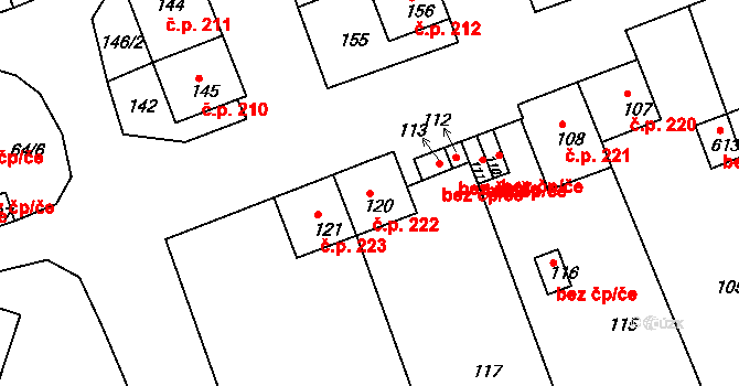 Jívka 222 na parcele st. 120 v KÚ Horní Vernéřovice, Katastrální mapa