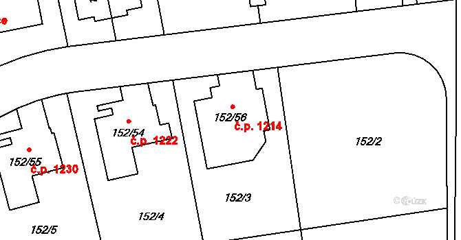 Stodůlky 1214, Praha na parcele st. 152/56 v KÚ Stodůlky, Katastrální mapa