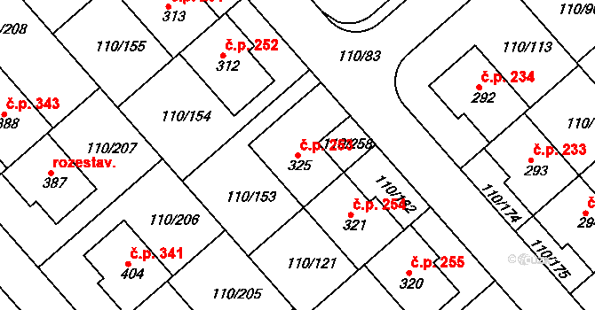 Mratín 253 na parcele st. 325 v KÚ Mratín, Katastrální mapa