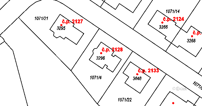 Říčany 2128 na parcele st. 3296 v KÚ Říčany u Prahy, Katastrální mapa