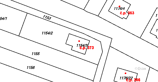 Drásov 373 na parcele st. 1154/3 v KÚ Drásov, Katastrální mapa