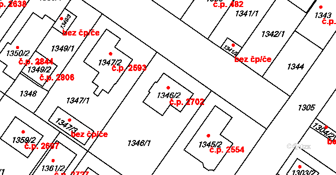 České Budějovice 3 2702, České Budějovice na parcele st. 1346/2 v KÚ České Budějovice 3, Katastrální mapa