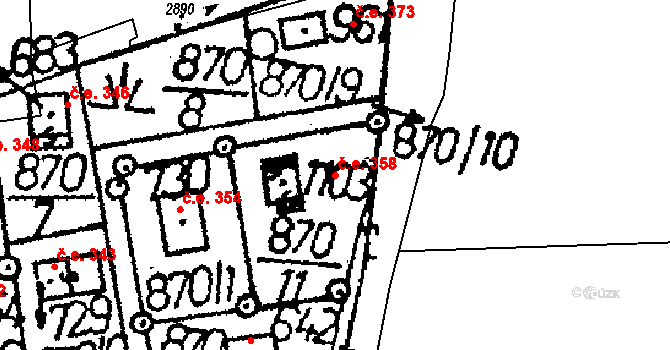Vráž 358 na parcele st. 1103 v KÚ Vráž u Berouna, Katastrální mapa