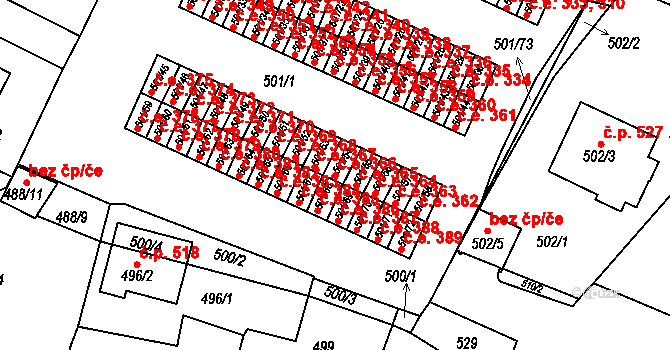 Bystřice nad Pernštejnem 366 na parcele st. 501/54 v KÚ Bystřice nad Pernštejnem, Katastrální mapa