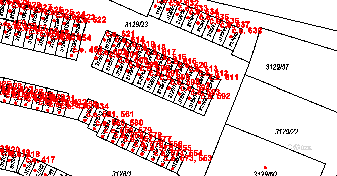 Bystřice nad Pernštejnem 595 na parcele st. 3129/17 v KÚ Bystřice nad Pernštejnem, Katastrální mapa
