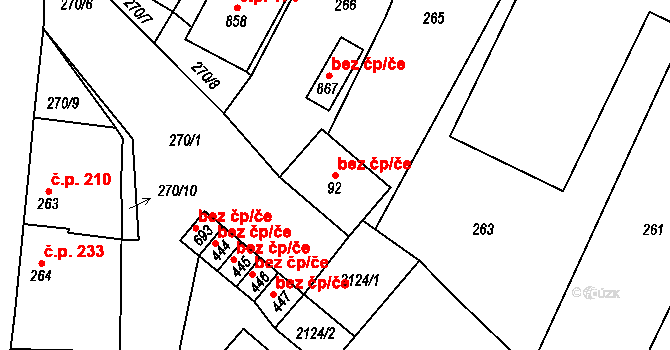 Ronov nad Doubravou 38031264 na parcele st. 92 v KÚ Ronov nad Doubravou, Katastrální mapa