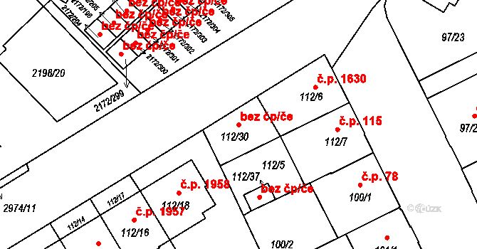 Opava 38112264 na parcele st. 112/30 v KÚ Opava-Předměstí, Katastrální mapa