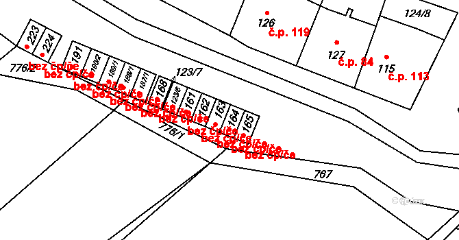 Kozlov 38679264 na parcele st. 164 v KÚ Kozlov u Jihlavy, Katastrální mapa