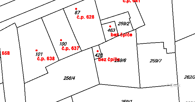 Rudná 39611264 na parcele st. 420 v KÚ Hořelice, Katastrální mapa