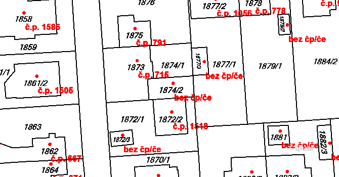 Praha 40466264 na parcele st. 1874/2 v KÚ Kyje, Katastrální mapa