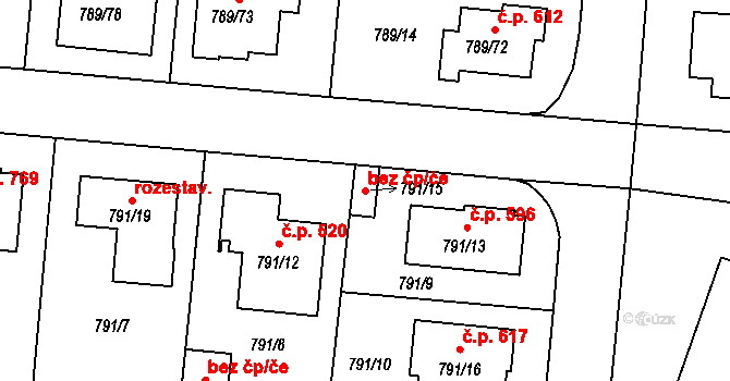 Rudolfov 40547264 na parcele st. 791/15 v KÚ Rudolfov u Českých Budějovic, Katastrální mapa