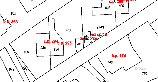 Hlubočky 47300264 na parcele st. 935 v KÚ Hlubočky, Katastrální mapa