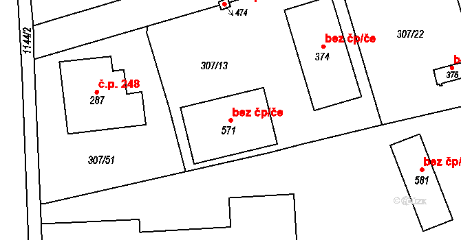 Broumov 47919264 na parcele st. 571 v KÚ Velká Ves u Broumova, Katastrální mapa