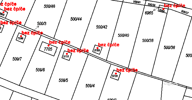 Třebíč 48486264 na parcele st. 5193 v KÚ Třebíč, Katastrální mapa