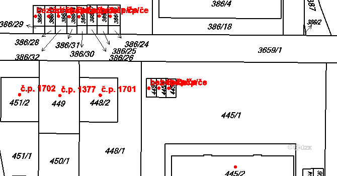 Praha 50209264 na parcele st. 445/9 v KÚ Břevnov, Katastrální mapa