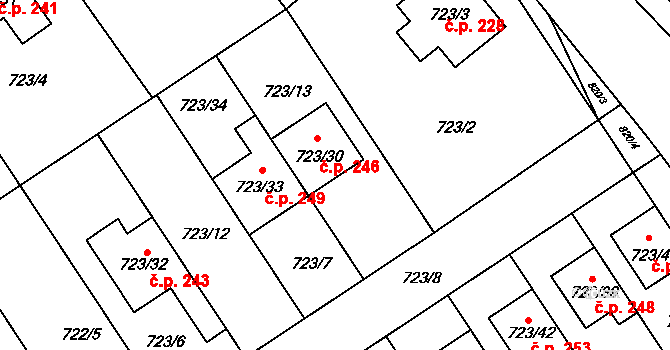 Přerov IV-Kozlovice 246, Přerov na parcele st. 723/30 v KÚ Kozlovice u Přerova, Katastrální mapa