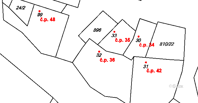 Holešovice 36, Chroustovice na parcele st. 32 v KÚ Holešovice u Chroustovic, Katastrální mapa