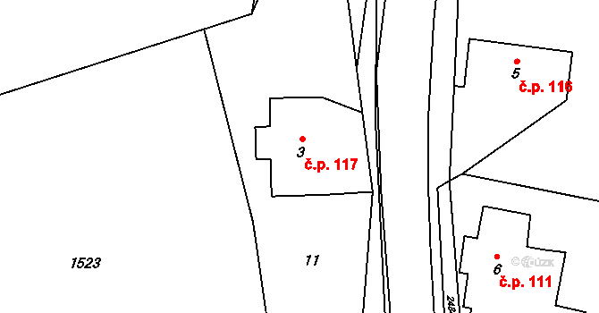 Dolní Holetín 117, Holetín na parcele st. 3 v KÚ Dolní Holetín, Katastrální mapa