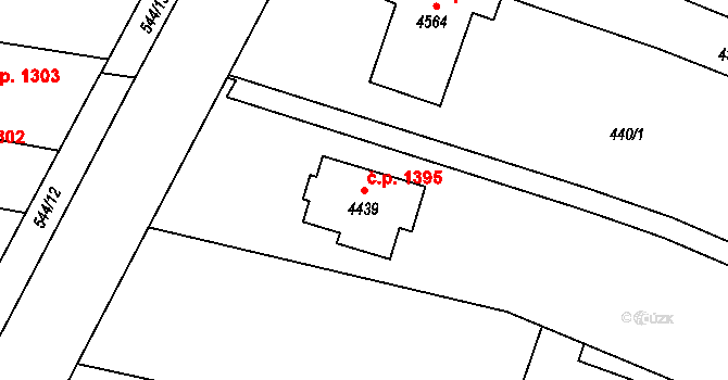 Kyjov 1395 na parcele st. 4439 v KÚ Kyjov, Katastrální mapa