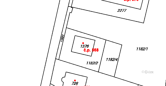 Králíky 568 na parcele st. 1376 v KÚ Králíky, Katastrální mapa