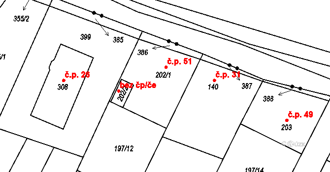 Hleďsebe 1.díl 51, Nelahozeves na parcele st. 202/1 v KÚ Nelahozeves, Katastrální mapa