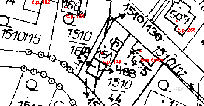 Horní Ředice 138 na parcele st. 151 v KÚ Horní Ředice, Katastrální mapa