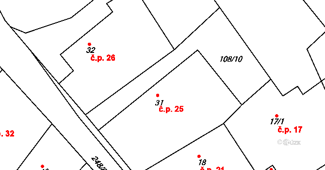 Štěpánov 25, Přelouč na parcele st. 31 v KÚ Štěpánov u Přelouče, Katastrální mapa