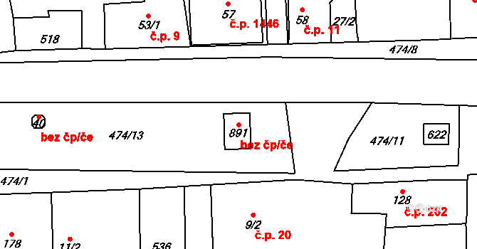 Rudná 78995264 na parcele st. 891 v KÚ Dušníky u Rudné, Katastrální mapa