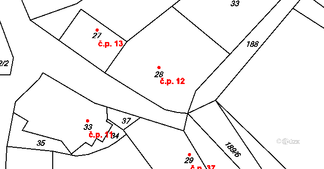 Kolšov 12 na parcele st. 28 v KÚ Kolšov, Katastrální mapa