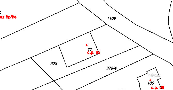 Olešnice 65, Okrouhlice na parcele st. 77 v KÚ Olešnice u Okrouhlice, Katastrální mapa