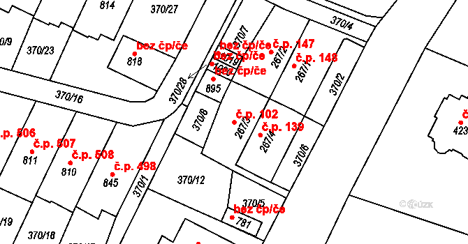 Doudleby nad Orlicí 102 na parcele st. 267/3 v KÚ Doudleby nad Orlicí, Katastrální mapa