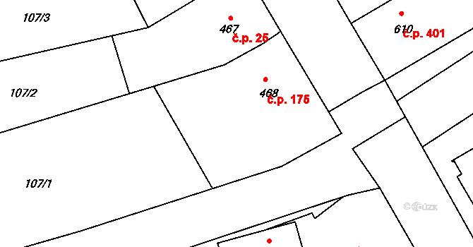 Brumovice 175 na parcele st. 468 v KÚ Brumovice, Katastrální mapa