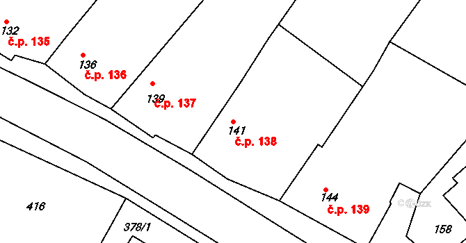 Štítary 138 na parcele st. 141 v KÚ Štítary na Moravě, Katastrální mapa