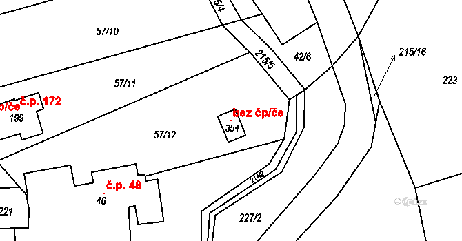 Podolanka 118930265 na parcele st. 354 v KÚ Podolanka, Katastrální mapa