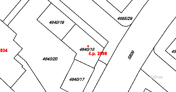 Jihlava 2598 na parcele st. 4640/18 v KÚ Jihlava, Katastrální mapa