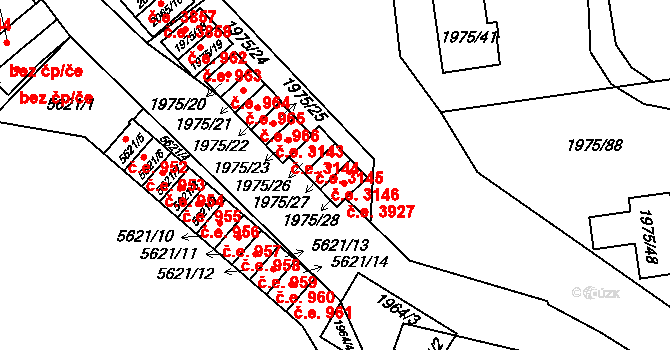 Jihlava 3146 na parcele st. 1975/27 v KÚ Jihlava, Katastrální mapa
