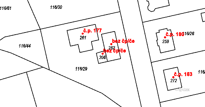 Slatiňany 148547265 na parcele st. 306 v KÚ Škrovád, Katastrální mapa