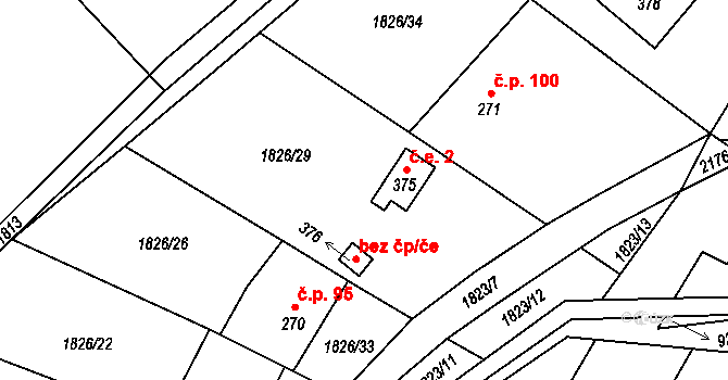 Hvězdonice 2 na parcele st. 375 v KÚ Hvězdonice, Katastrální mapa