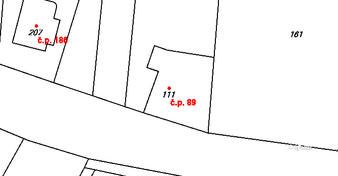 Přední Ptákovice 89, Strakonice na parcele st. 111 v KÚ Přední Ptákovice, Katastrální mapa