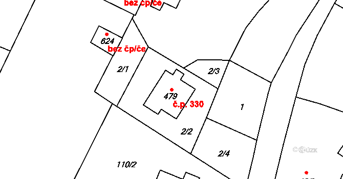 Dražejov 330, Strakonice na parcele st. 479 v KÚ Dražejov u Strakonic, Katastrální mapa