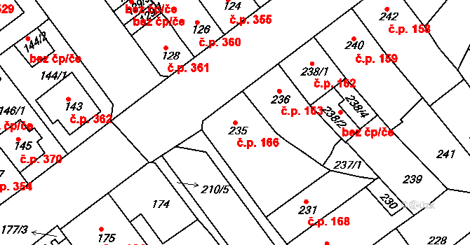 Proboštov 166 na parcele st. 235 v KÚ Proboštov u Teplic, Katastrální mapa