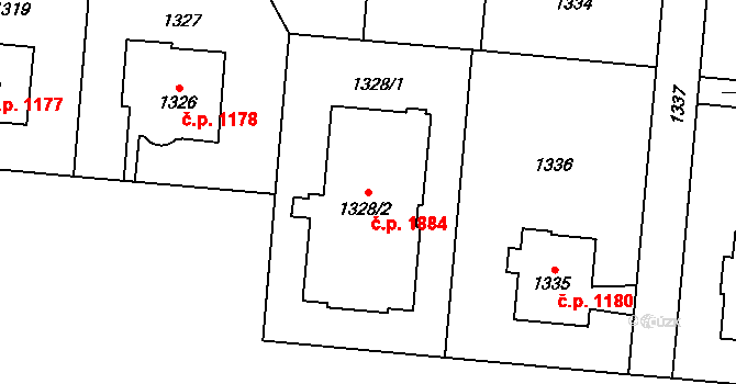 Břevnov 1884, Praha na parcele st. 1328/2 v KÚ Břevnov, Katastrální mapa