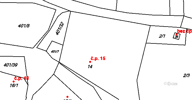 Hrutkov 15, Hospříz na parcele st. 14 v KÚ Hrutkov, Katastrální mapa
