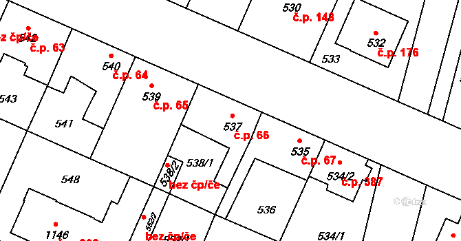 Čimice 66, Praha na parcele st. 537 v KÚ Čimice, Katastrální mapa